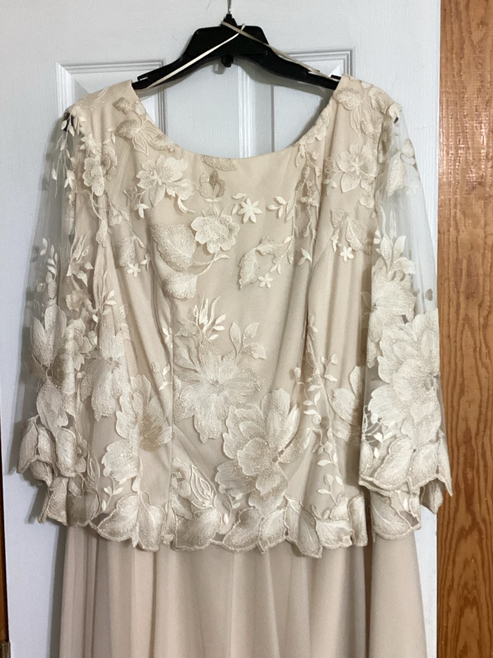 Nordstrom Alex Evenings Woman Illusion Sleeve Champagne Speciality Dress 18W